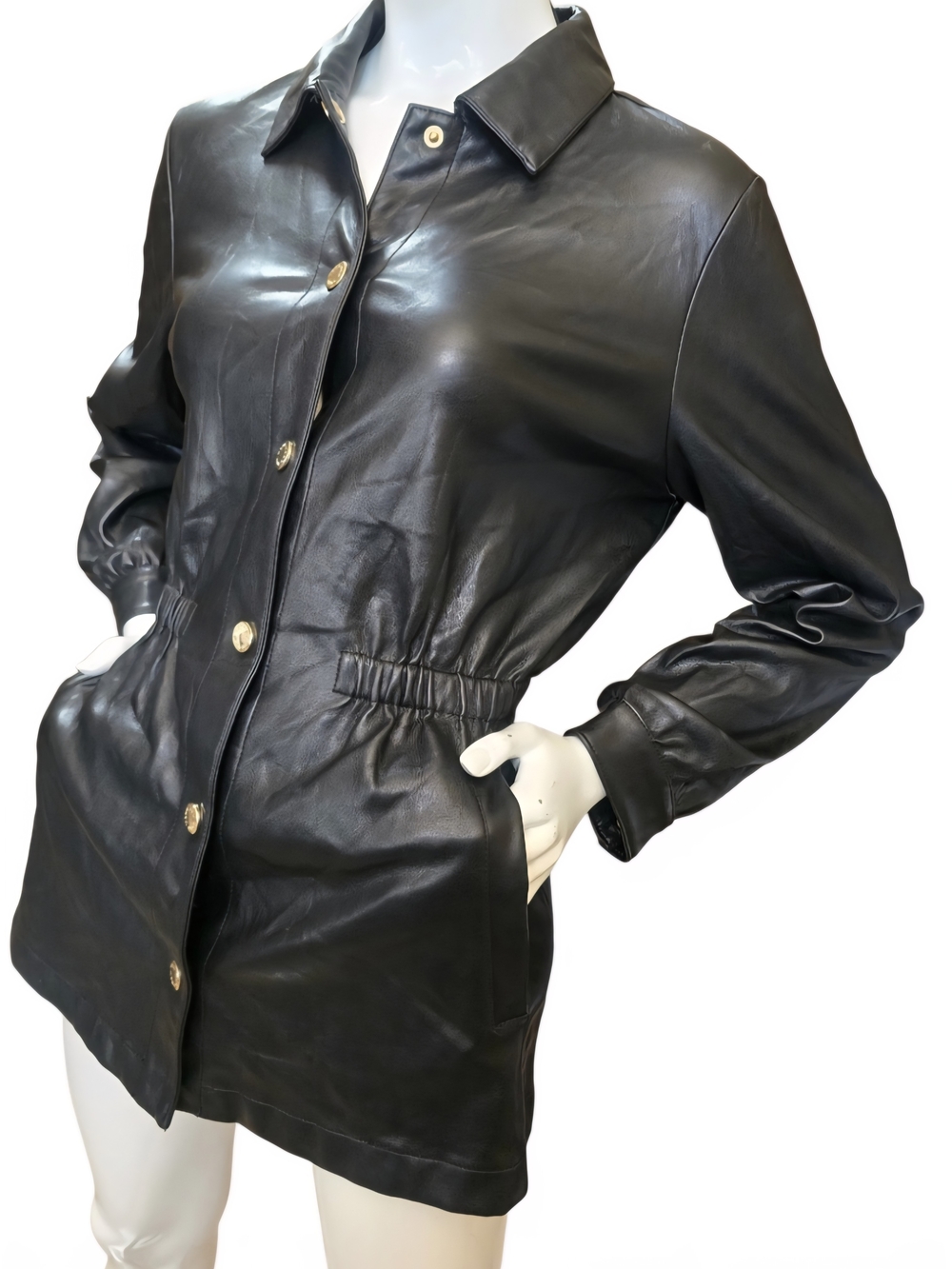Like New Marc New York Vegan Leather Button-Front Jacket - Sz S